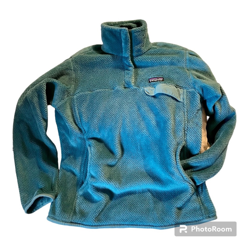 PATAGONIA Re-tool Snap-T with kangaroo pockets - size L - GREAT teal green - EUC